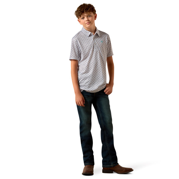 Ariat White Southwest Triangle All Over Print Polo
