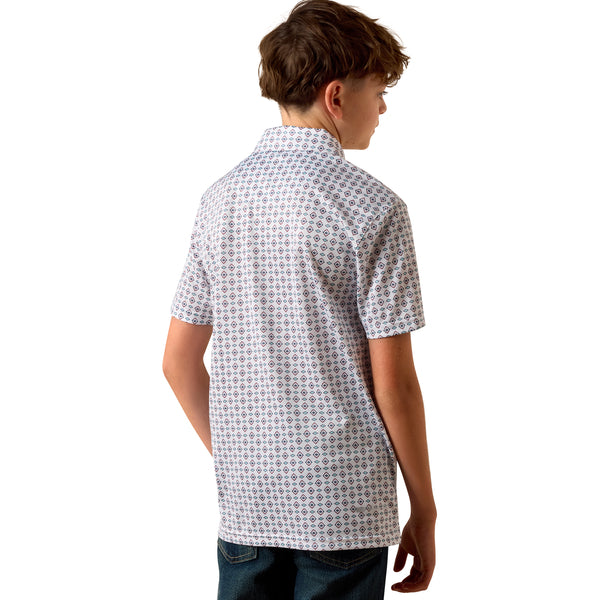 Ariat White Southwest Triangle All Over Print Polo
