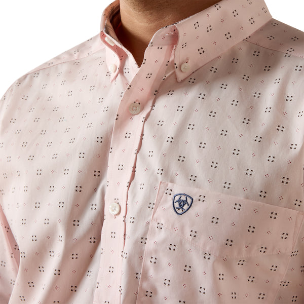 Ariat Wrinkle Free Wally Barely Pink Geo Fitted Shirt