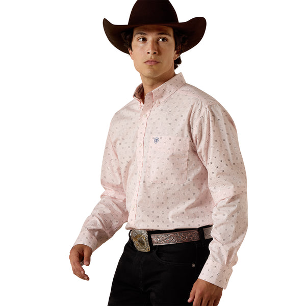 Ariat Wrinkle Free Wally Barely Pink Geo Fitted Shirt