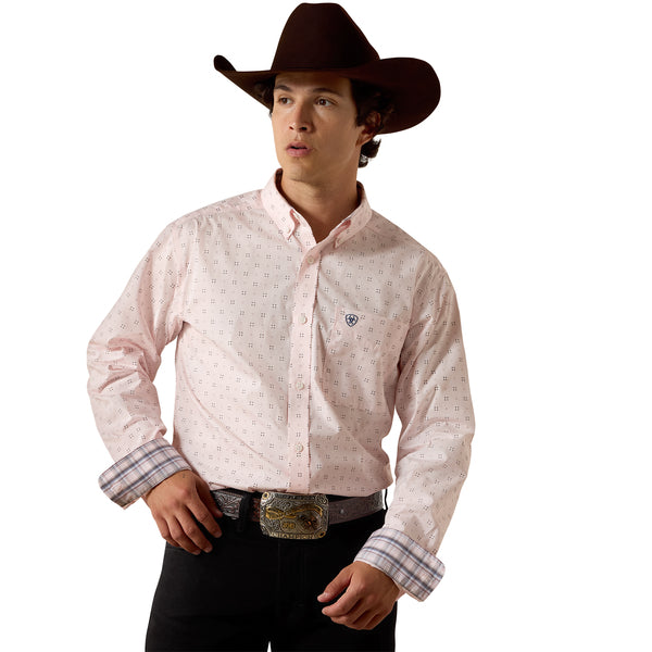 Ariat Wrinkle Free Wally Barely Pink Geo Fitted Shirt