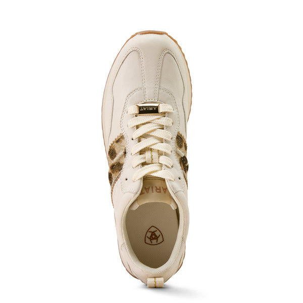 Ariat Bright Cream Gilded Leopard Hair On Ranch Runner Shoe