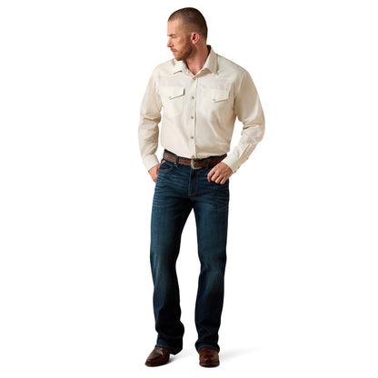 Ariat Wrinkle Free Pinpoint Oxford Off White Classic Fit Snap Shirt