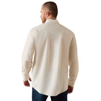 Ariat Wrinkle Free Pinpoint Oxford Off White Classic Fit Snap Shirt