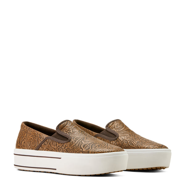 Ariat Skylar Brown Floral Embossed Slip On Shoe
