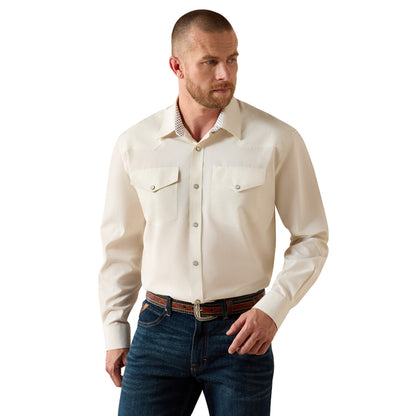 Ariat Wrinkle Free Pinpoint Oxford Off White Classic Fit Snap Shirt