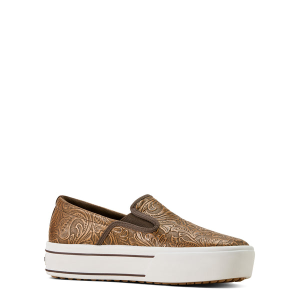 Ariat Skylar Brown Floral Embossed Slip On Shoe