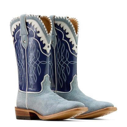 Ariat Riata Baby Blue Jean Suede Wide Square Toe Boot