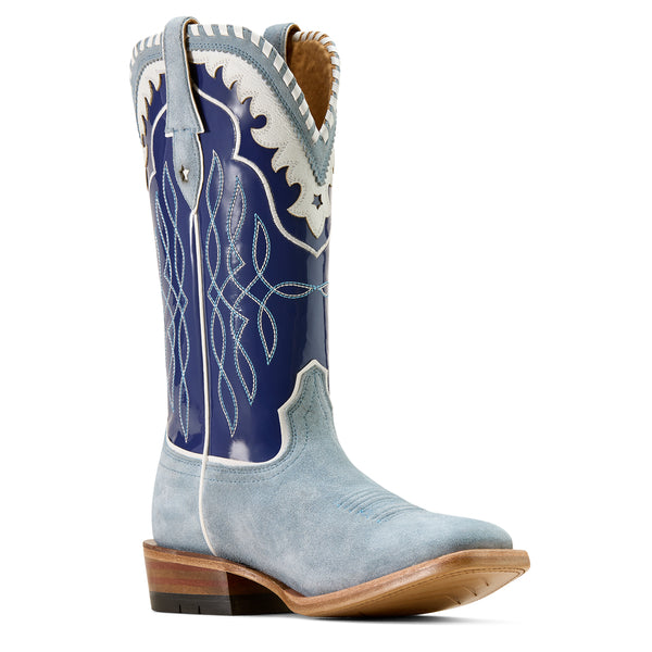 Ariat Riata Baby Blue Jean Suede Wide Square Toe Boot