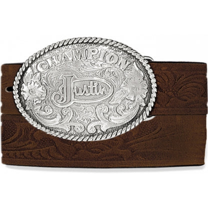Justin Boy's Champion Tooled Aged Bark Belt