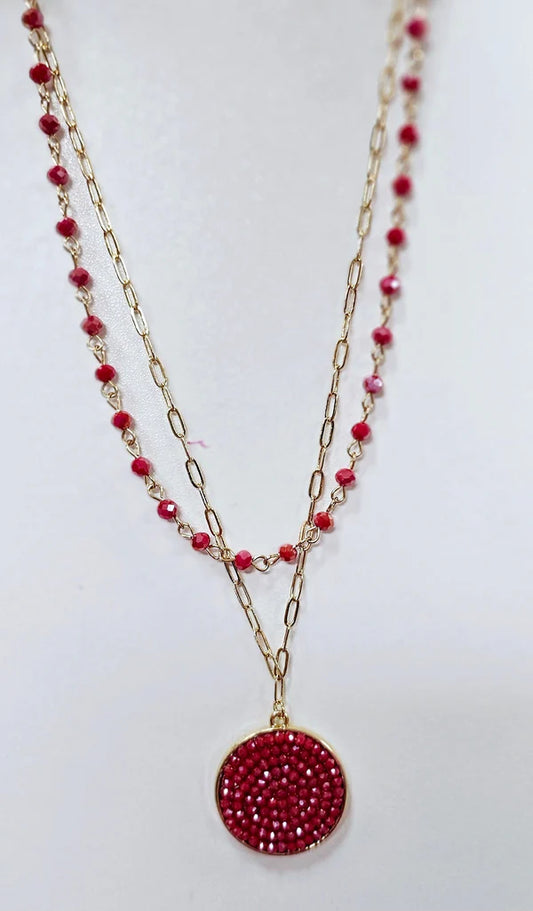 PINK PANACHE RED MULTI STRAND NECKLACE