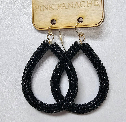 PINK PANACHE BLACK TEARDROP EARRINGS