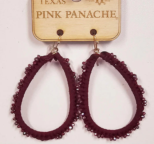 PINK PANACHE BURGUNDY TEARDROP EARRING