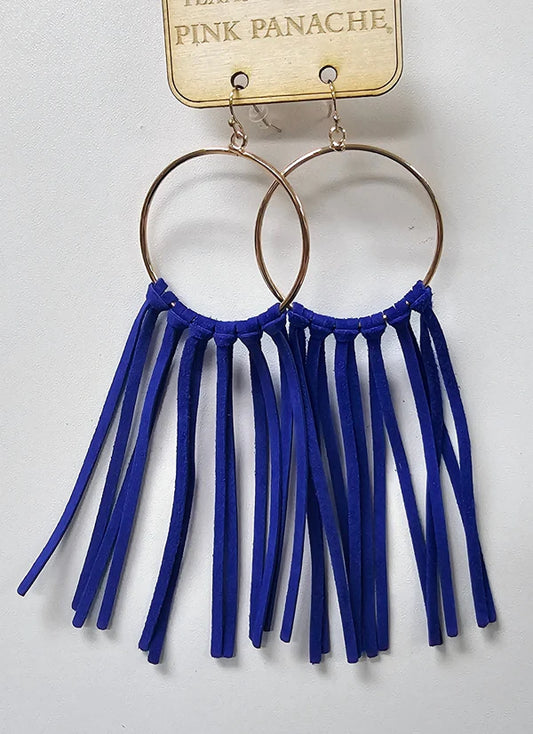 PINK PANACHE BLUE FRINGE EARRING