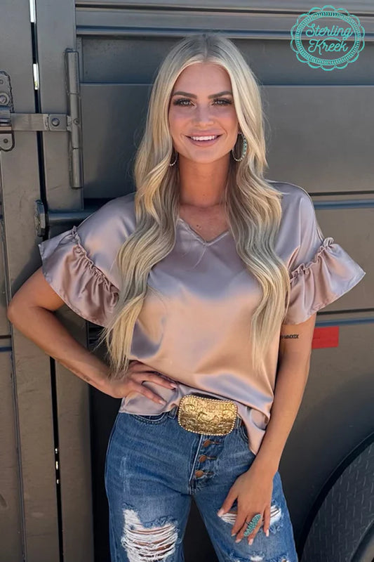 DOWNTOWN DARLING TAUPE TOP