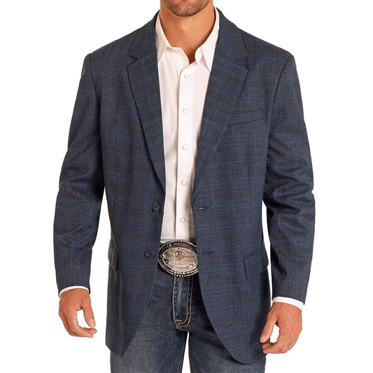 ROCK & ROLL DENIM INDIGO PLAID SPORTS COAT