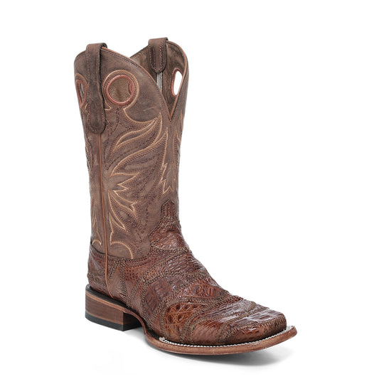 Corral Shedron Caiman Embroidery & Patchwork Pull Holes Wide Square Toe Boots