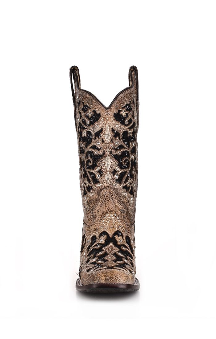 CORRAL LADIES FLORAL EMBROIDERED SEQUIN INLAY BOOT