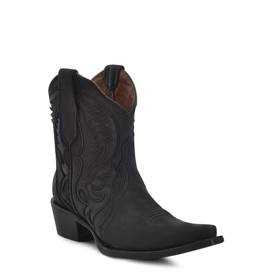CIRCLE G BY CORRAL BLACK EMBROIDERY & INLAY ANKLE BOOT