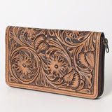 Tooled Tan Genuine Leather Wallet