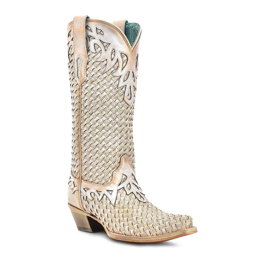 CORRAL WHITE GLITTER WOVEN & OVERLAY BOOT