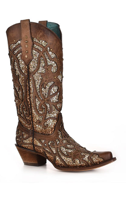 Corral Studded Orix Glitter Inlay Snip Toe Boot