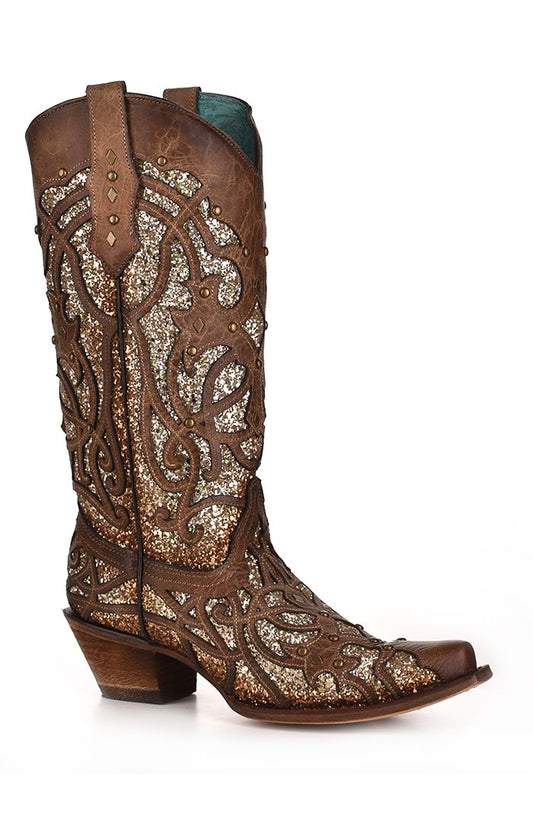 Corral Studded Orix Glitter Inlay Snip Toe Boot