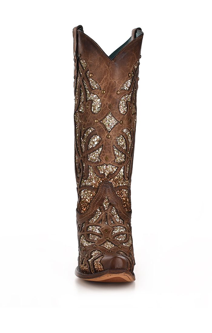 Corral Studded Orix Glitter Inlay Snip Toe Boot