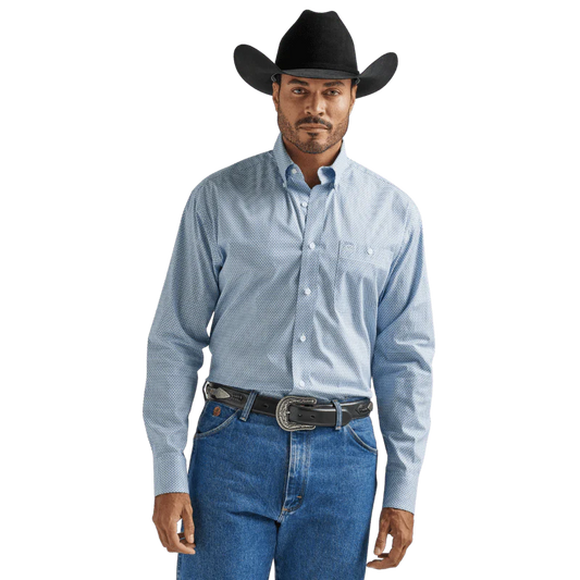 Wrangler George Strait Long Sleeve Blue Print Shirt