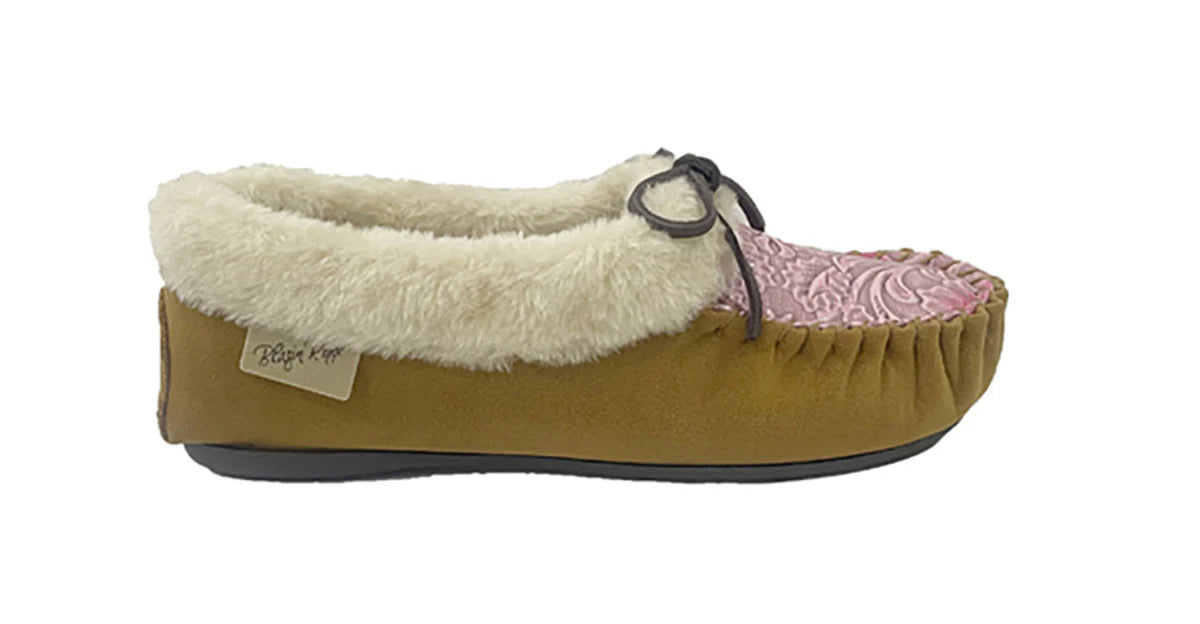 BLAZIN ROXX ROSE PINK TOOLED MOCCASIN
