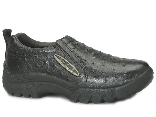 ROPER MEN'S BLACK OSTRICH SLIP ON