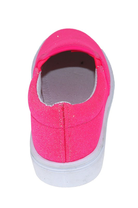 GIRLS' PINK GLITTER SLIP ON
