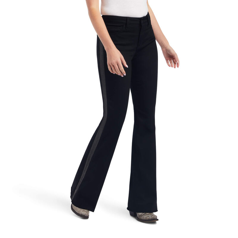 Ariat Slim Trouser Black Chain Stripe Wide Leg Jean – Corral Western Wear