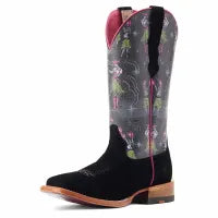 ARIAT LADIES FRONTIER WESTERN ALOHA BLACK ROUGHOUT BOOT