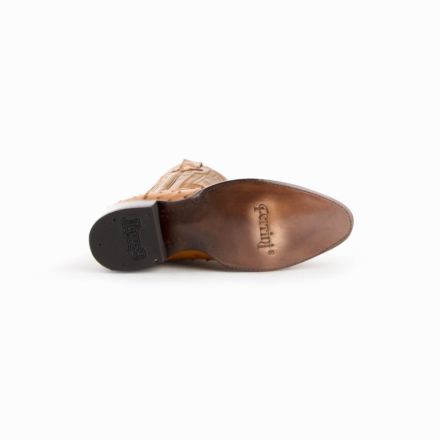 Ferrini Colt Cognac Full Quill Ostrich Cowboy Boot