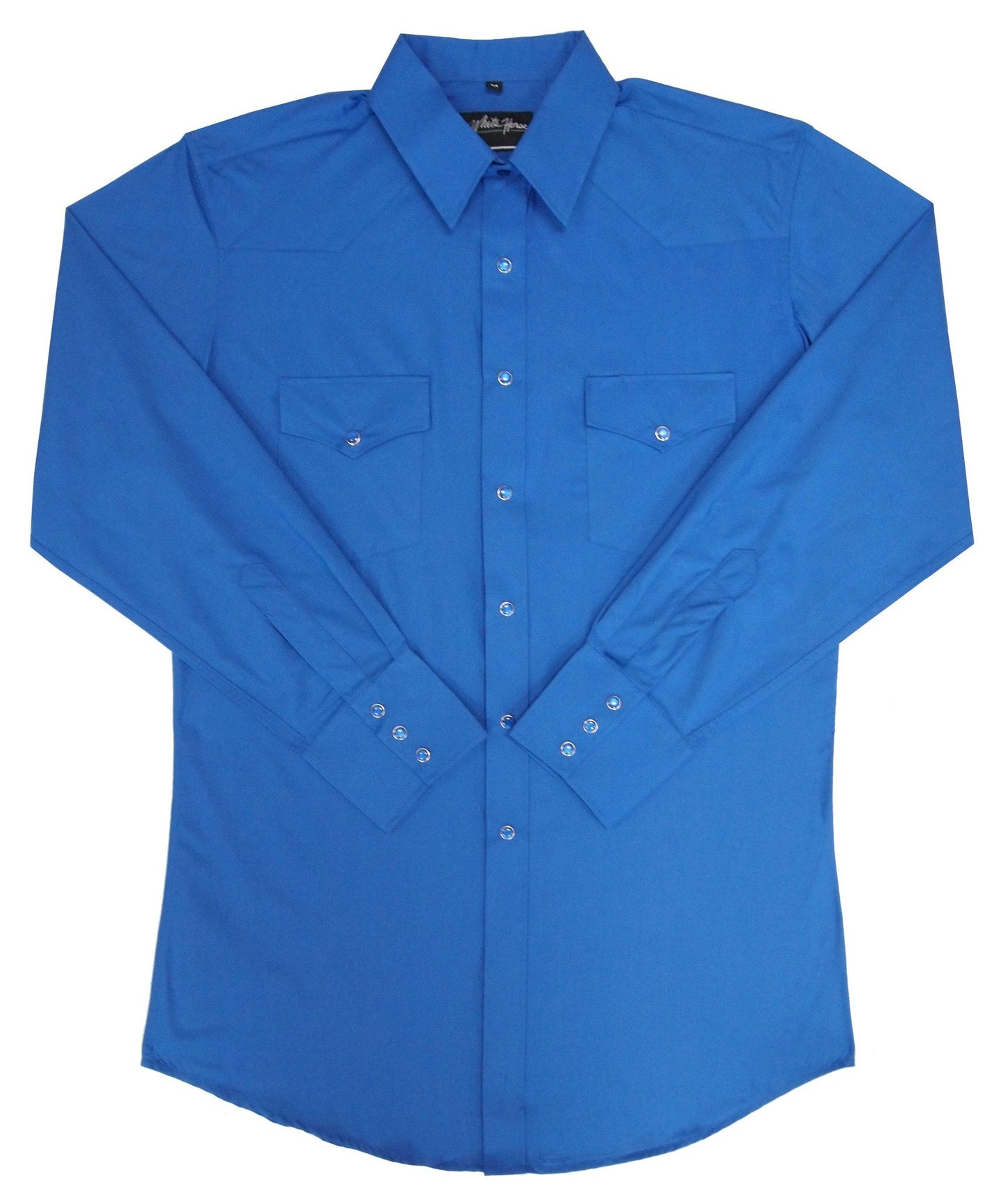 ﻿White Horse Royal Blue  Broadcloth Solid Snap Shirt