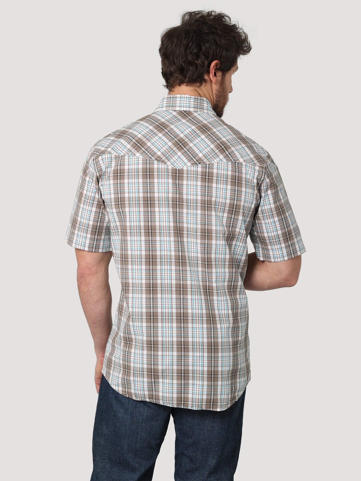 WRANGLER BROWN PLAID SHORT SLEEVE SHIRT