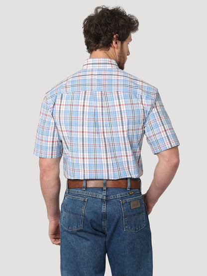 WRANGLER GEORGE STRAIT BLUE PLAID SHORT SLEEVE SHIRT