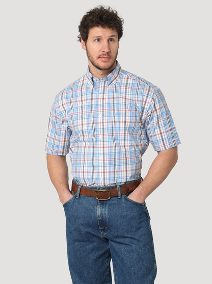 WRANGLER GEORGE STRAIT BLUE PLAID SHORT SLEEVE SHIRT