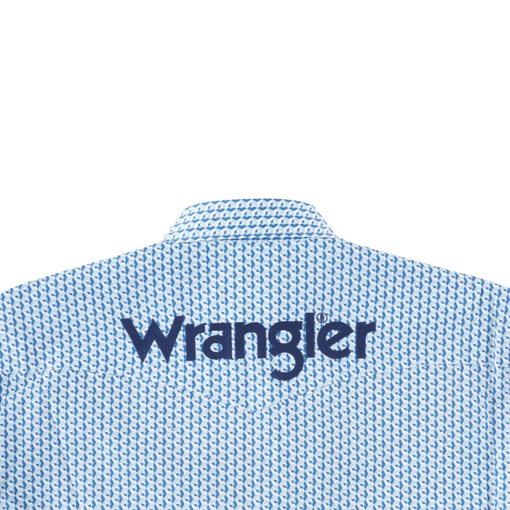 Wrangler Men's Logo Geometric Print Blue Shirt