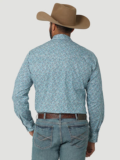 WRANGLER 20X COMPETITION ADVANCED COMFORT DUSTY TEAL LONG SLEEVE SNAP SHIRT