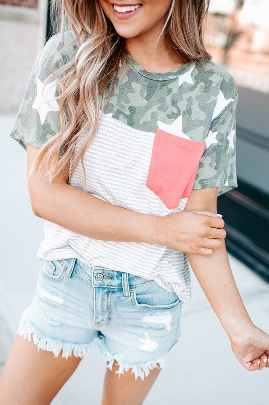 STAR GREEN CAMO TEE