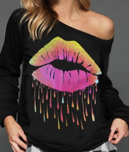 LIP WIDE NECK SWEATSHIRT