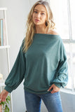 GREEN BRUSHED KNIT TOP