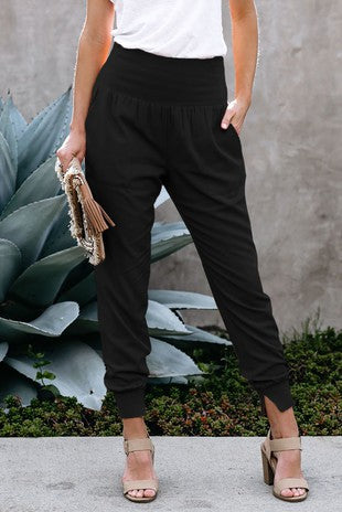 Black Pocketed Cotton Joggers