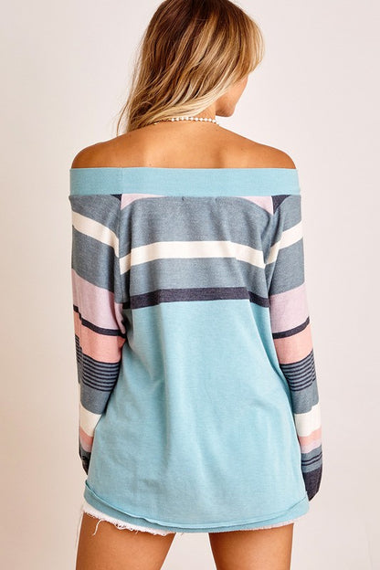 TEAL STRIPED TOP
