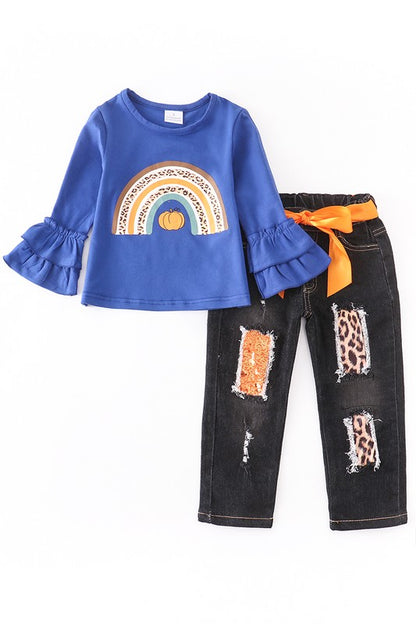 Navy Rainbow Jeans Set