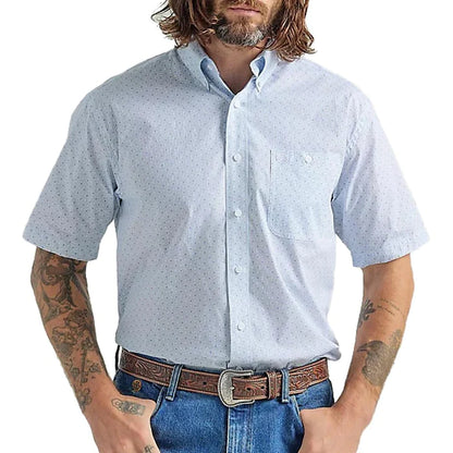 Wrangler Men's George Strait Blue Print Button Down Shirt