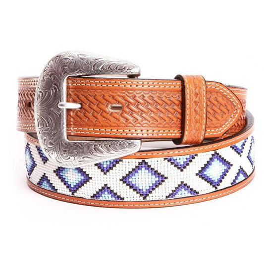 Cowboy Chrome Diamond Hand Beaded Belt