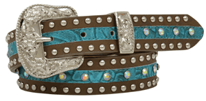 Angel Ranch Brown/Turquoise Floral Belt